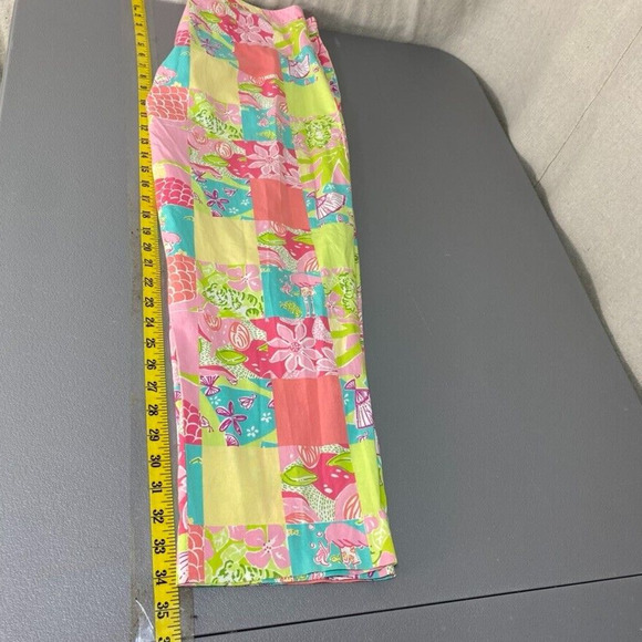 Vintage Lilly Pulitzer Tropical Patchwork Capri Pants Size 10 Flamingo Travel - Picture 12 of 13